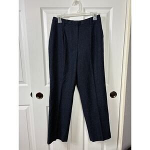 Chadwicks Pleated Front Wool Blend Women's Trousers Blue 8P Straight High-Rise